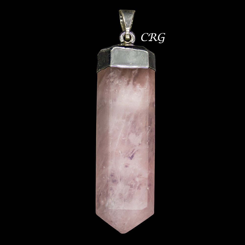 Rose Quartz Polished Point Pendant with Silver Plating (1 To 1.5 Inches) (2 Pieces)