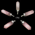 Rose Quartz Polished Point Pendant with Silver Plating (1 To 1.5 Inches) (2 Pieces)