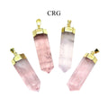 Rose Quartz Polished Point Pendant with Gold Plating (1.5 To 2 Inches) (4 Pieces)