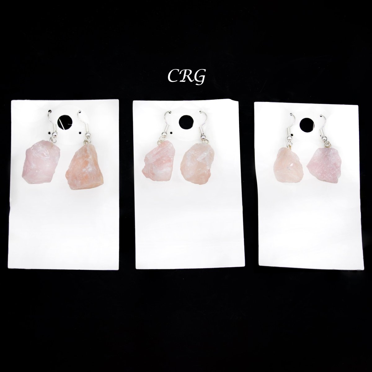 Rose Quartz Rough Earrings with Silver Plated Wire (0.5 To 1 Inch) (1 Pair)
