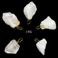 Rose Quartz Rough Pendant with Gold Plated Bail (0.5 To 1 Inch) (4 Pieces)