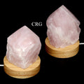 Rose Quartz Top Polished Point Mini Lamp with 3 Inch Wood Base Size 2.5 to 3.5 Inches Crystal Decor