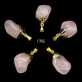 Rose Quartz Tumbled Pendant with Gold Plating (0.5 To 1 Inch) (4 Pieces)