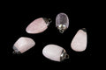 Rose Quartz Tumbled Pendant with Silver Plating (4 Pieces) Size 1 Inch (INJD)