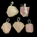 Rose Tourmaline Rough Rock Pendant with Silver Bail (5 Pieces) Size 18 to 22 mm Crystal Jewelry Charm