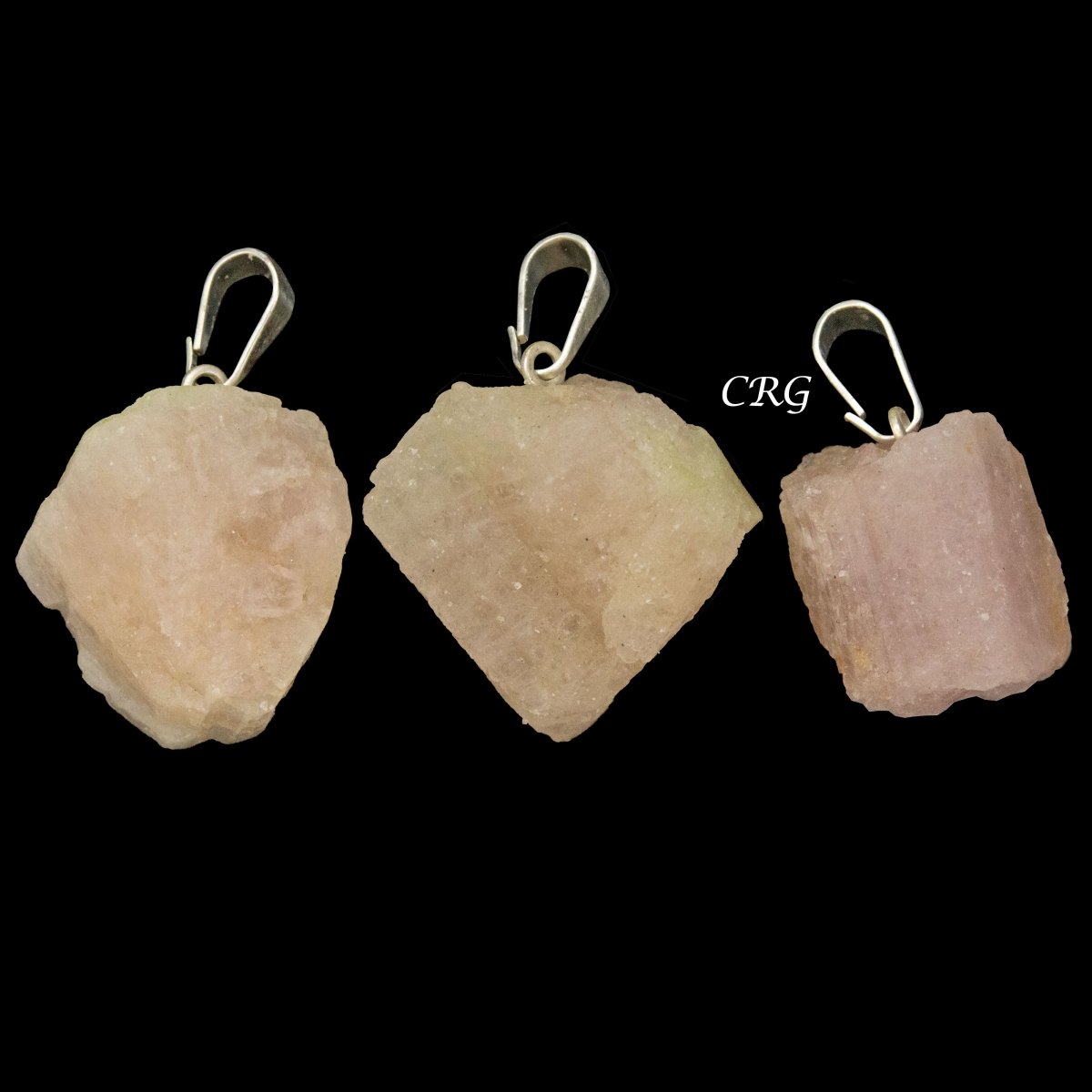 Rose Tourmaline Rough Rock Pendant with Silver Bail (5 Pieces) Size 18 to 22 mm Crystal Jewelry Charm