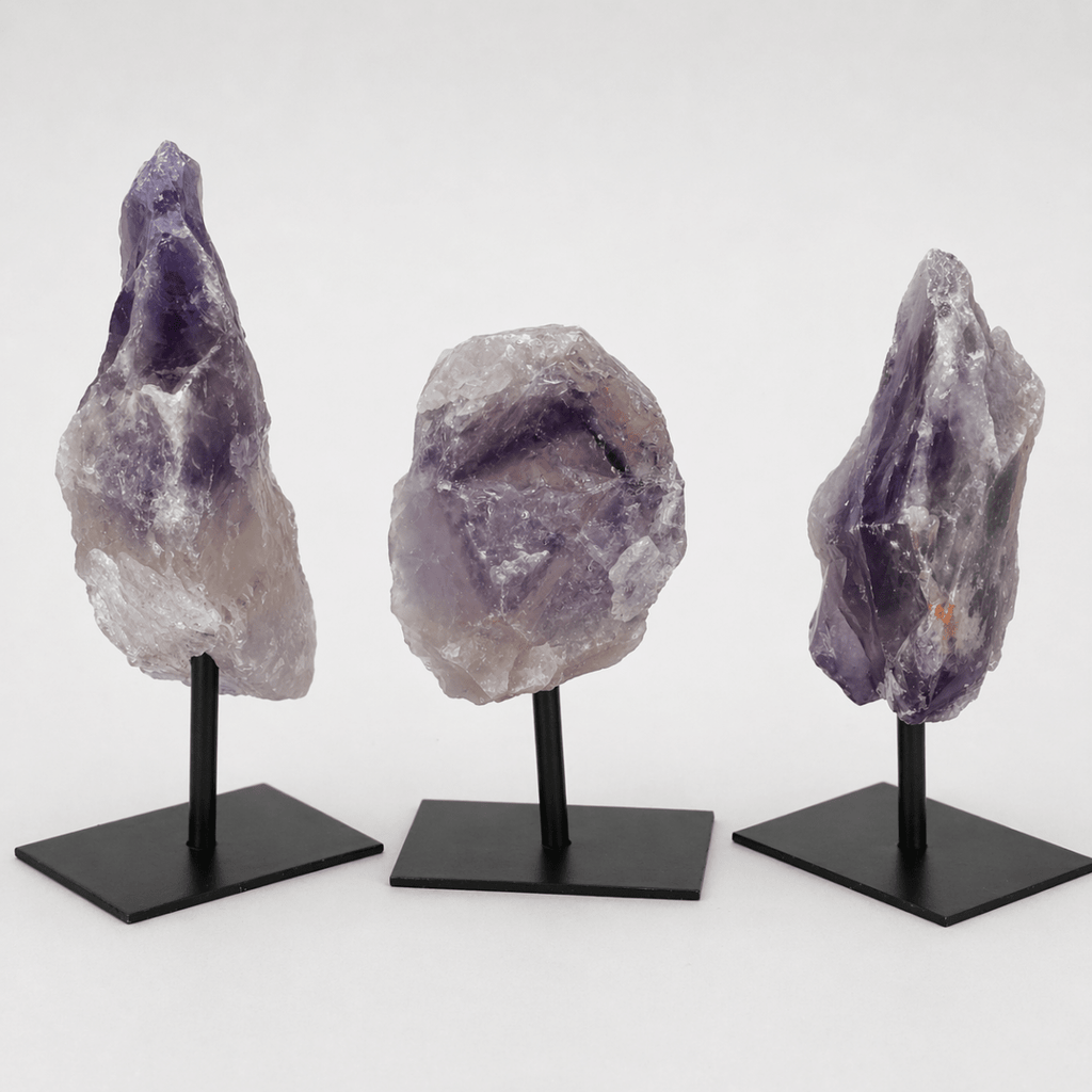 Rough Amethyst on Metal Stand