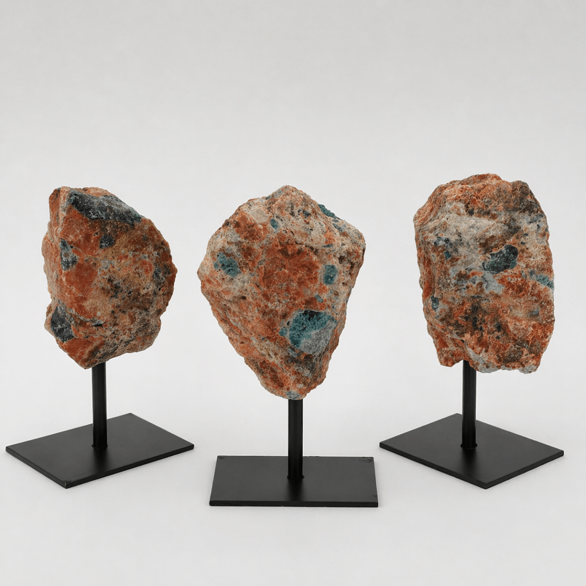 Rough Apatite on Calcite Matrix on Metal Stand