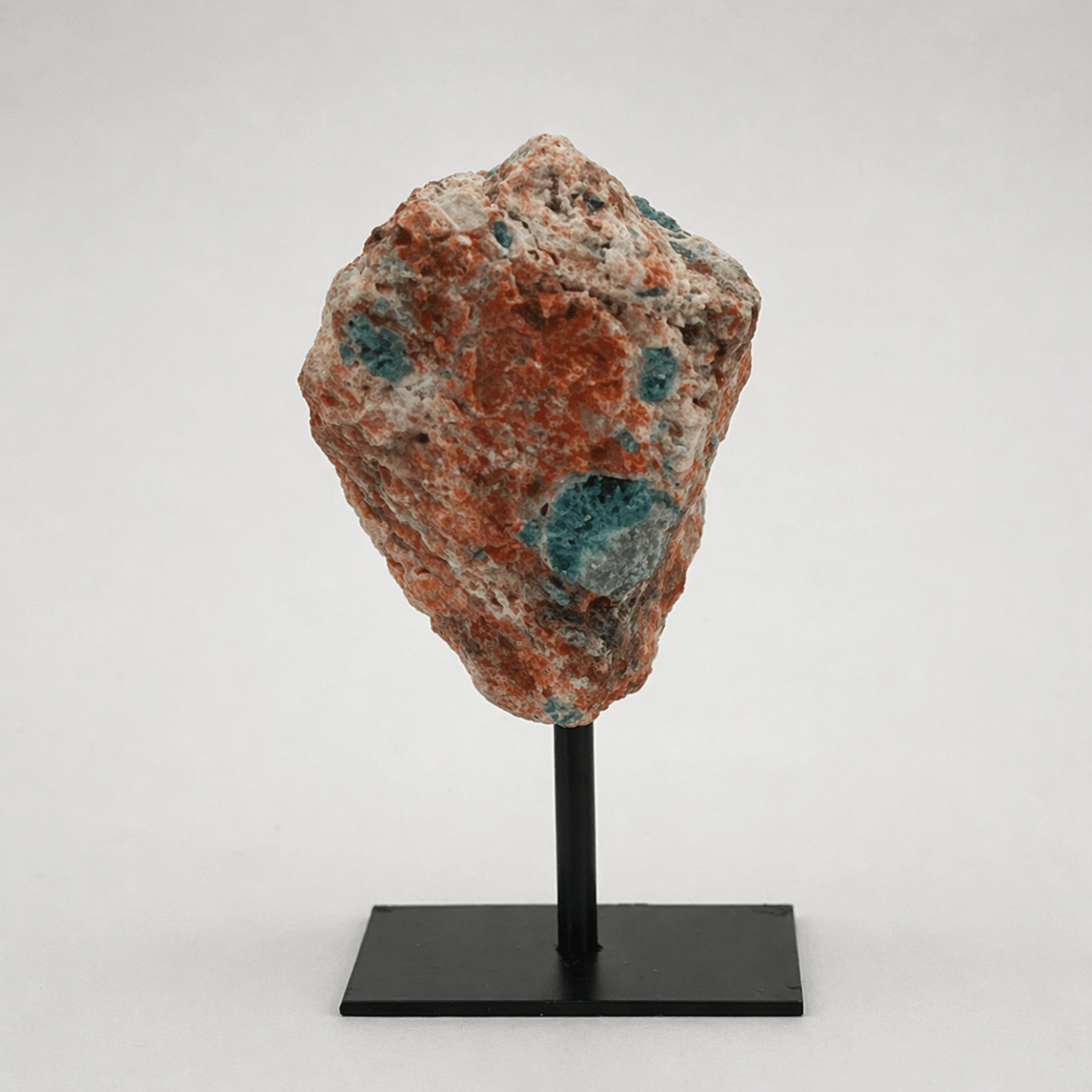 Rough Apatite on Calcite Matrix on Metal Stand