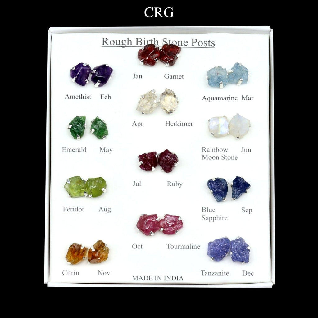 Rough Birthstone Earrings - 12 Pairs