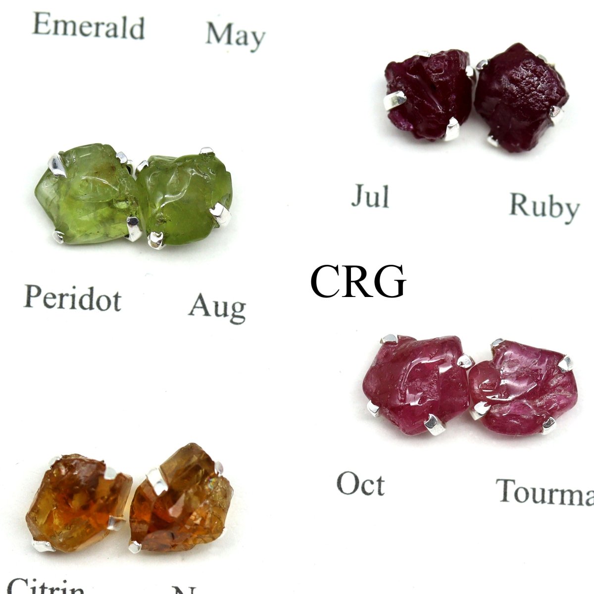 Rough Birthstone Earrings - 12 Pairs