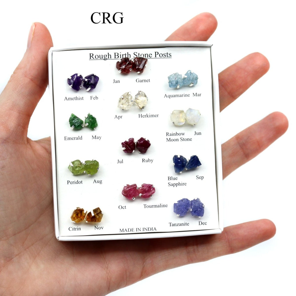 Rough Birthstone Earrings - 12 Pairs