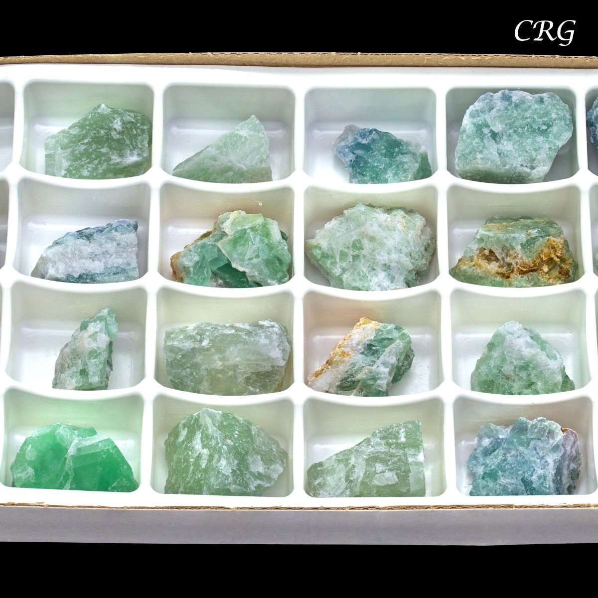 Rough Fluorite Boxed Flat (24 Pieces) (1.25 to 1.75 Inches) Bulk Wholesale Crystals Minerals Gemstones