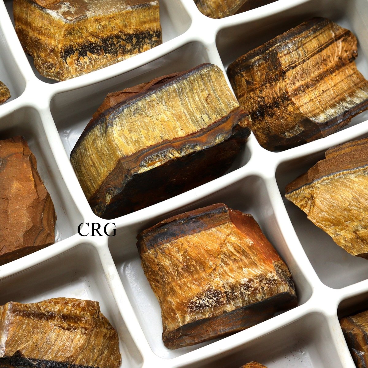 Rough Gold Tiger's Eye Boxed Flat (24 Pieces) (1.25 to 1.75 Inches) Bulk Wholesale Crystals Minerals Gemstones