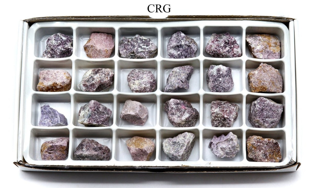 Rough Lepidolite Boxed Flat (24 Pieces) (1 to 1.5 Inches) Bulk Wholesale Crystals Minerals Gemstones