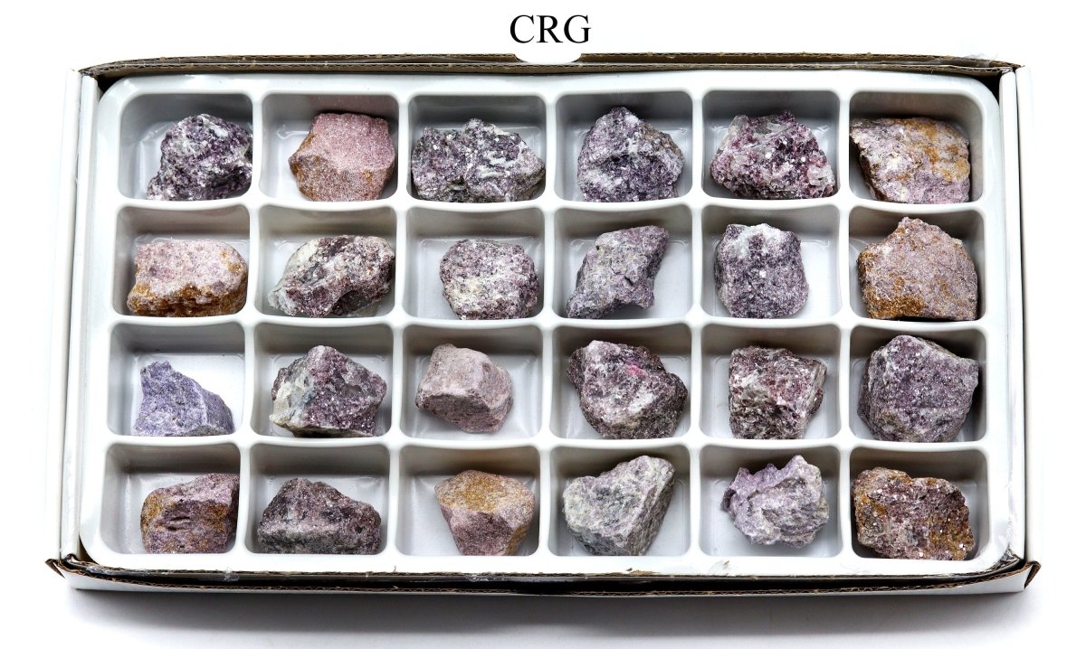 Rough Lepidolite Boxed Flat (24 Pieces) (1 to 1.5 Inches) Bulk Wholesale Crystals Minerals Gemstones