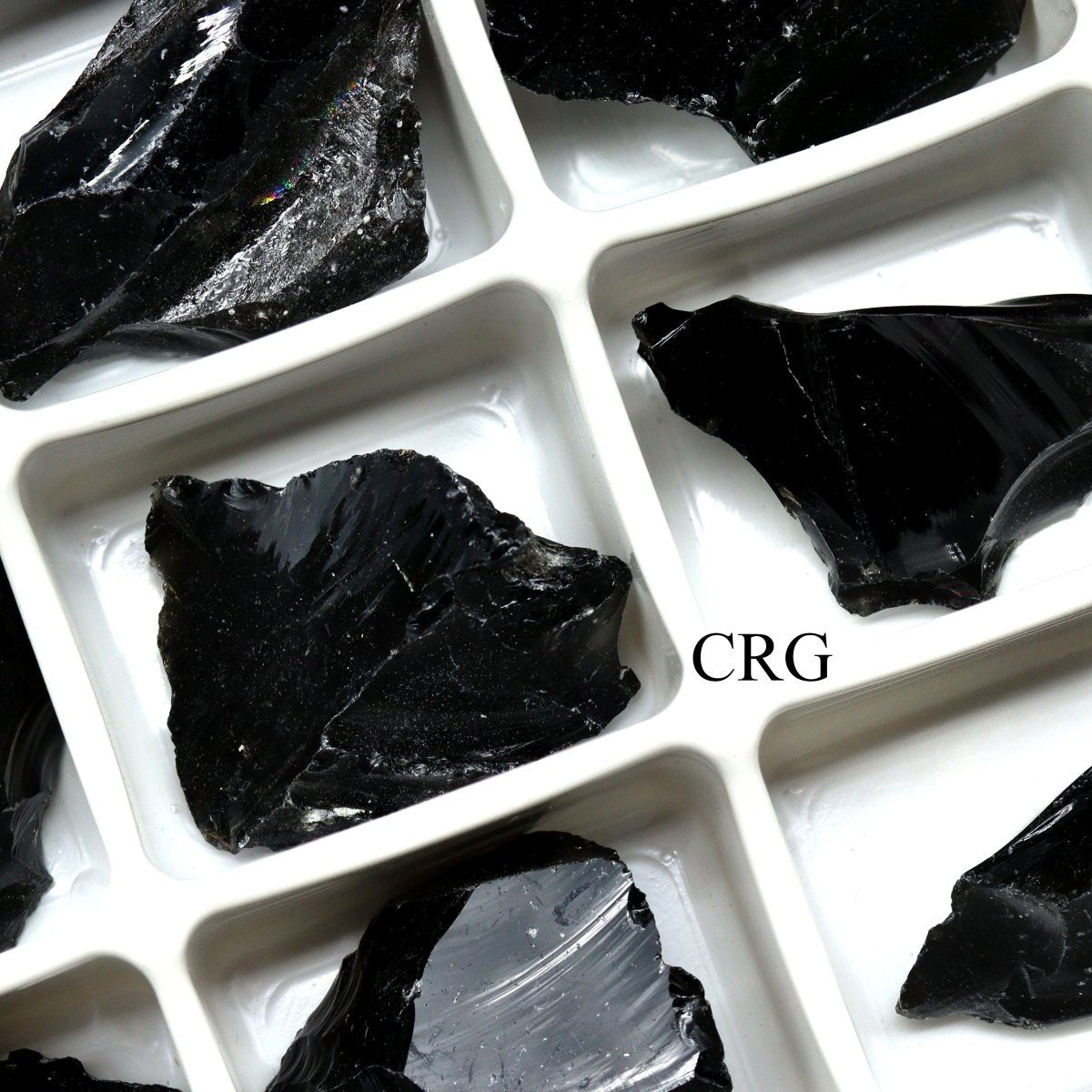 Rough Obsidian Boxed Flat (24 Pieces) (1 to 1.5 Inches) Bulk Wholesale Crystals Minerals Gemstones
