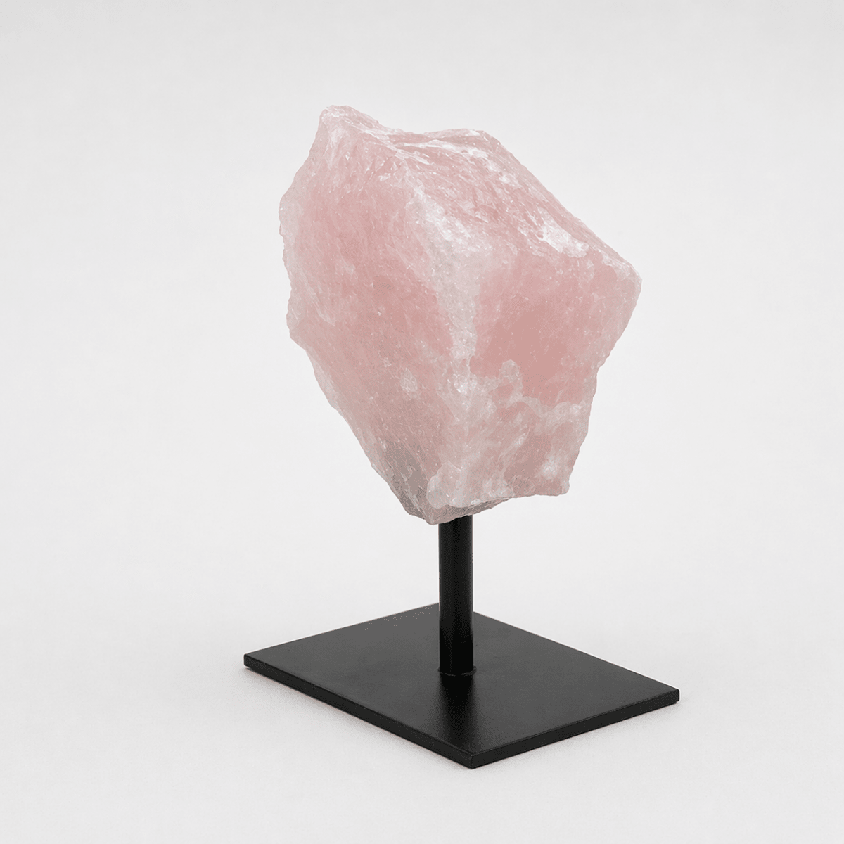 Rough Rose Quartz on Metal Stand