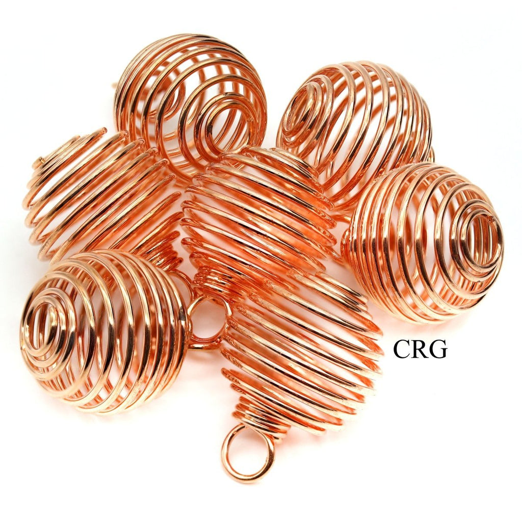 Copper Plated Round Spiral Cage Pendants (1.5 Inches) (5 Pieces) (INJD)