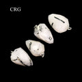 Rutilated Quartz Faceted Drop Pendant with Silver Bail (4 Pieces) Size 1 Inch (INJD)
