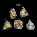 Rutilated Quartz Rough Pendant with Gold Plated Bail (0.5 To 1 Inch) (10 Pieces)