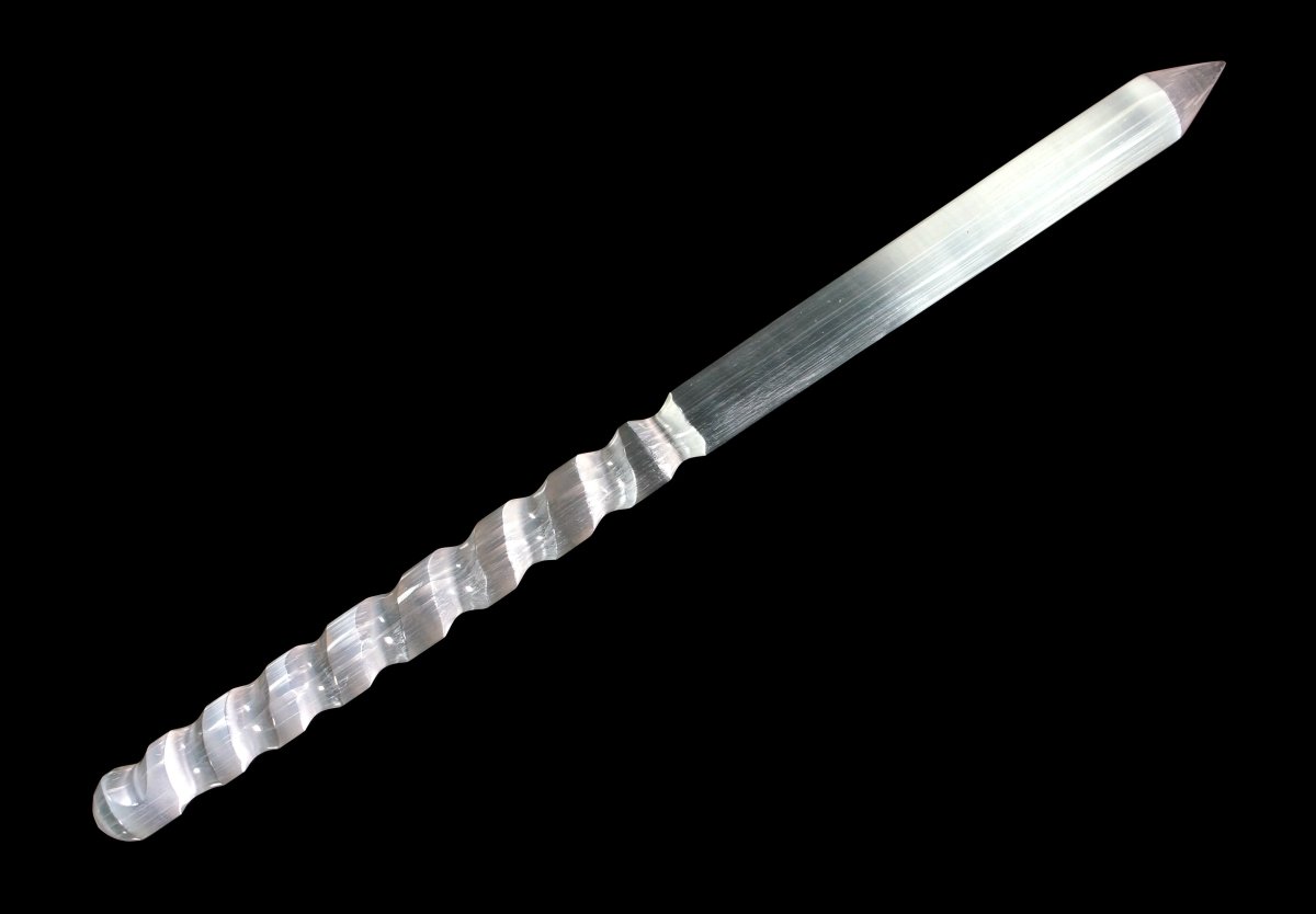 Scratch and Dent Selenite Half Spiral Baton from Morocco 15 to 16 inches (1 Piece)