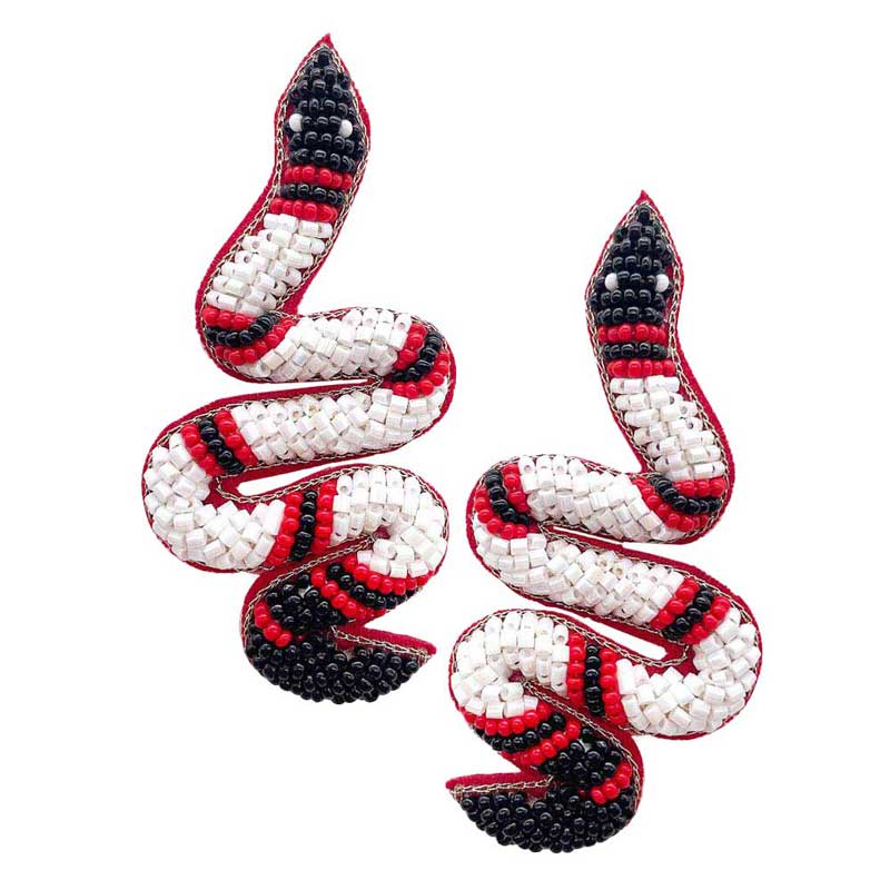 Seed Beaded Snake Earrings