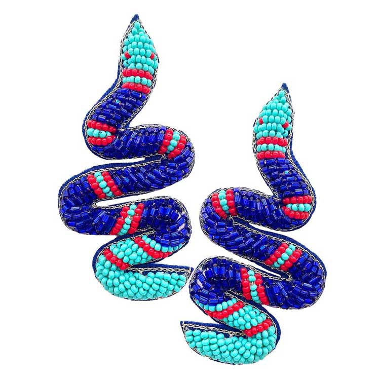 Seed Beaded Snake Earrings