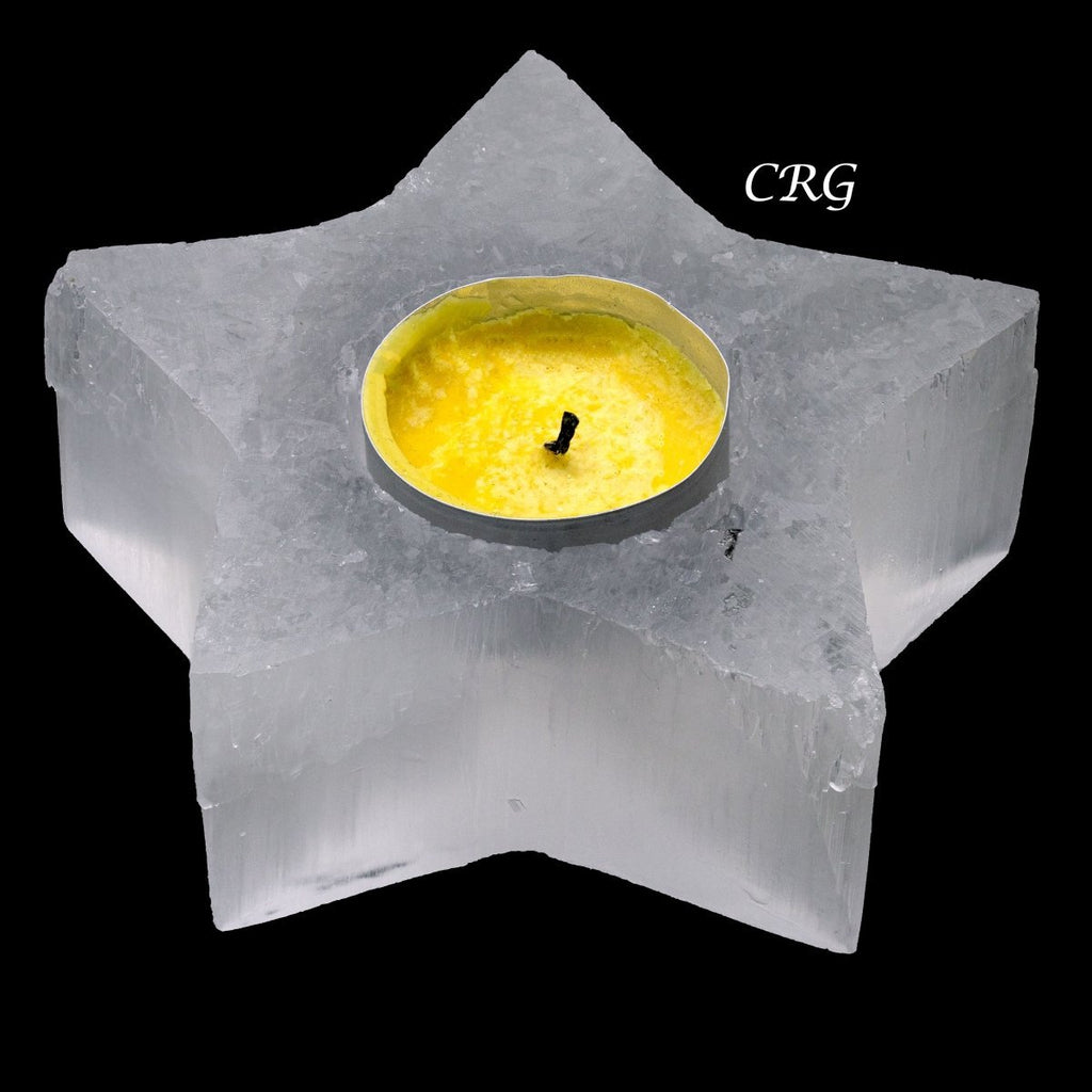 Selenite 5-Point Star Candle Holder 4 inches (1 Piece)