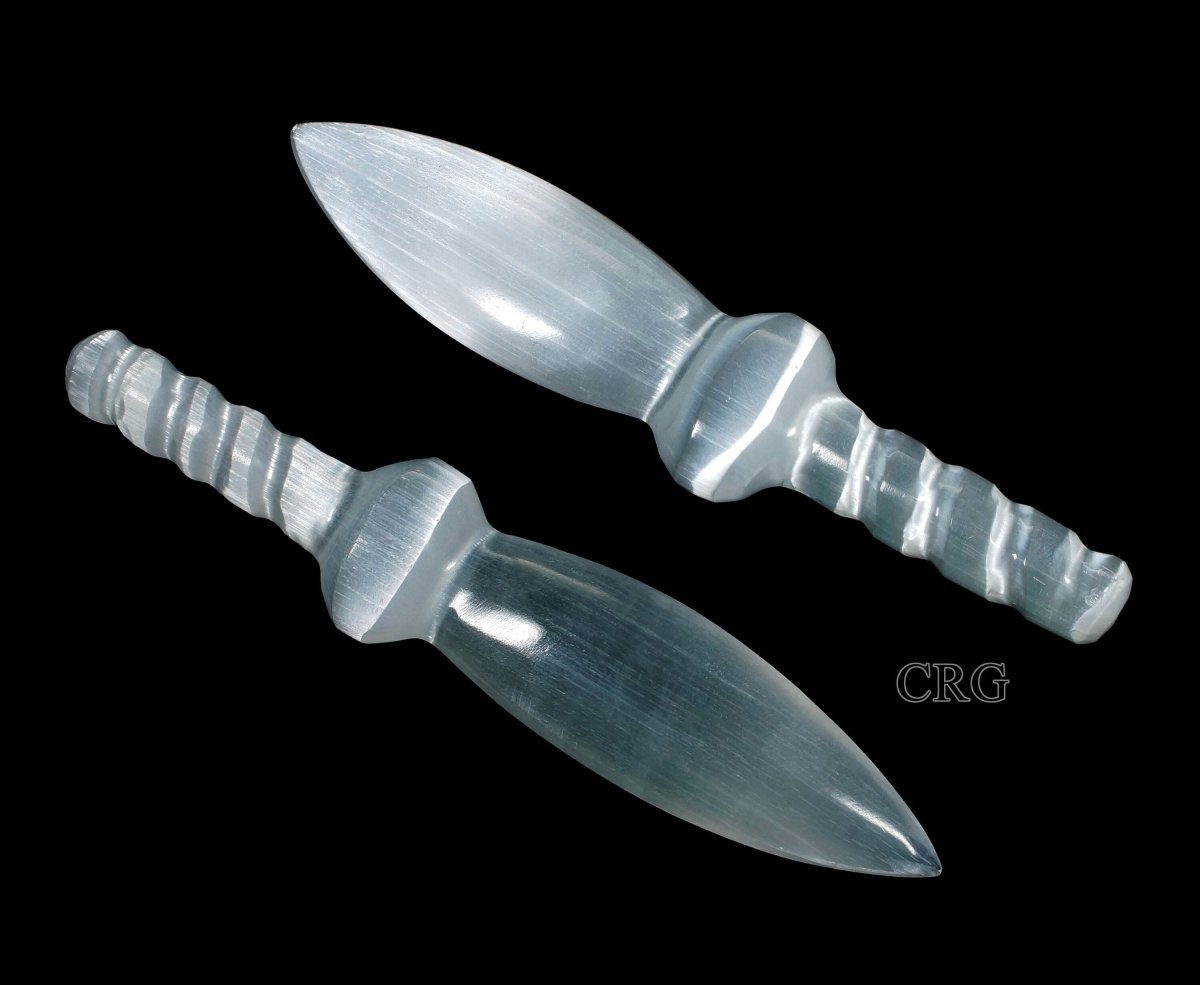 Selenite Dagger with Spiral Handle 7.5 To 8.5 (1 Piece)