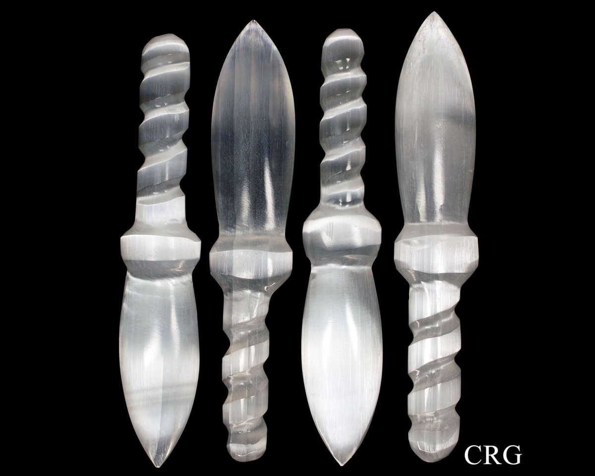 Selenite Dagger with Spiral Handle 7.5 To 8.5 (1 Piece)