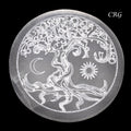 Selenite Engraved Tree of Life Plate 4 Inches (1 Piece)