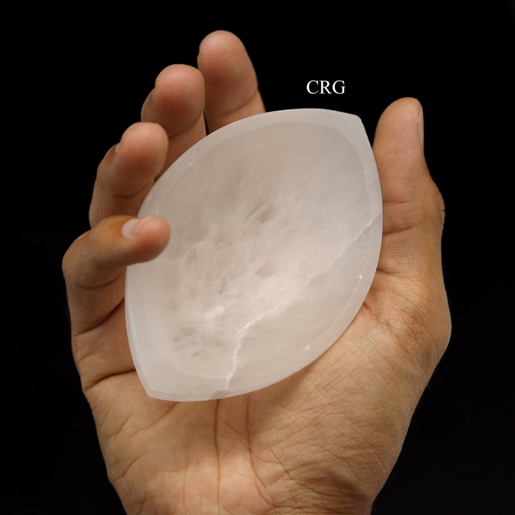 Selenite Marquise Shaped Eye Bowl 10 cm by 6 cm (1 Piece)