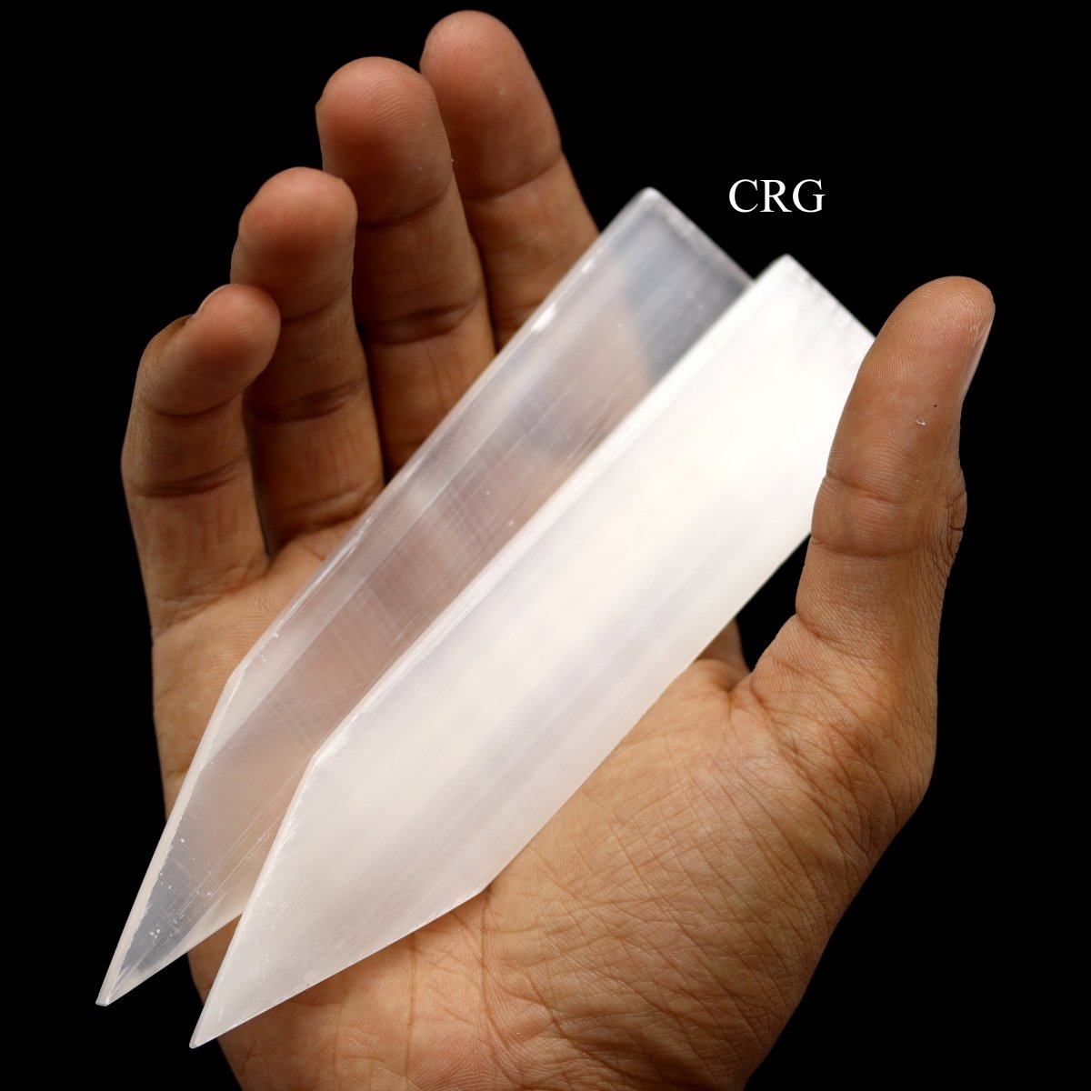 Selenite Flat Points (4 Pieces) Size 5 to 6 Inches Crystal Gemstone Flush Towers