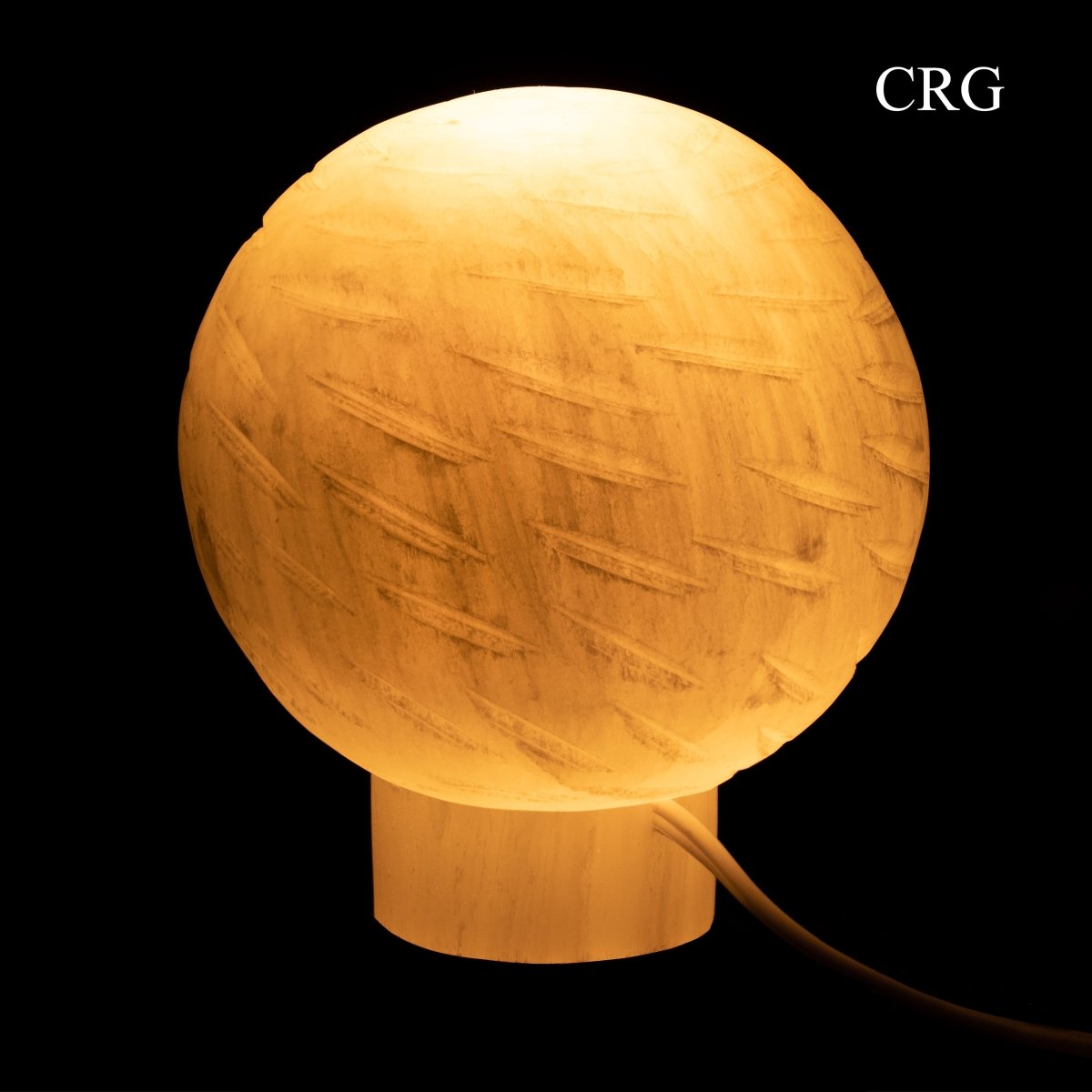 Selenite "Full Moon" Lamp with Stand, Cord, and Bulb 5.5 inches (1 Pieces)