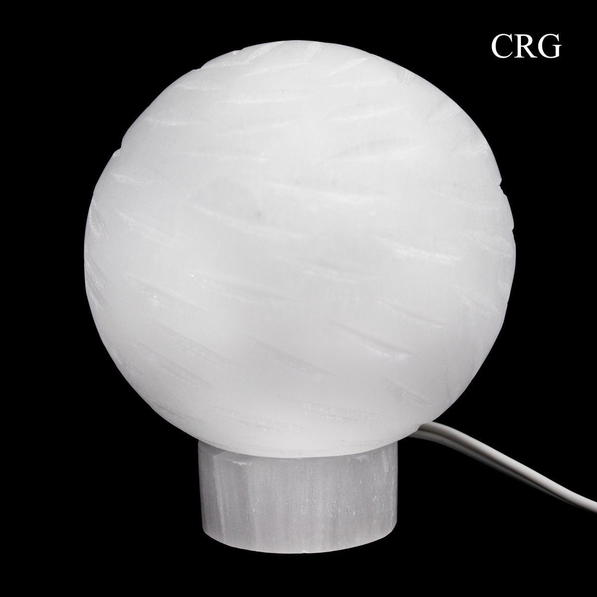 Selenite "Full Moon" Lamp with Stand, Cord, and Bulb 5.5 inches (1 Pieces)
