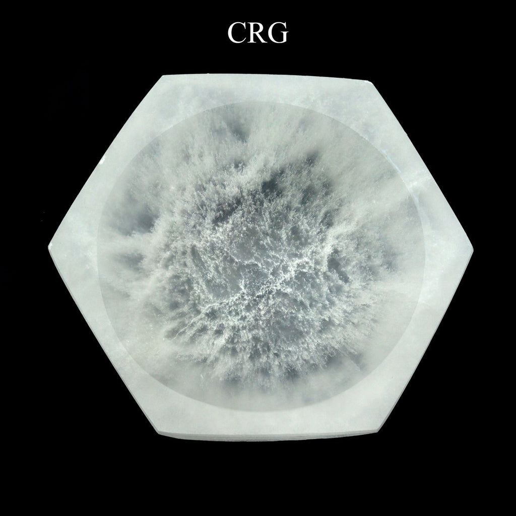 Selenite Hexagon Bowl (1 Piece) Size 12 cm Hand-Carved Crystal Gemstone Decor
