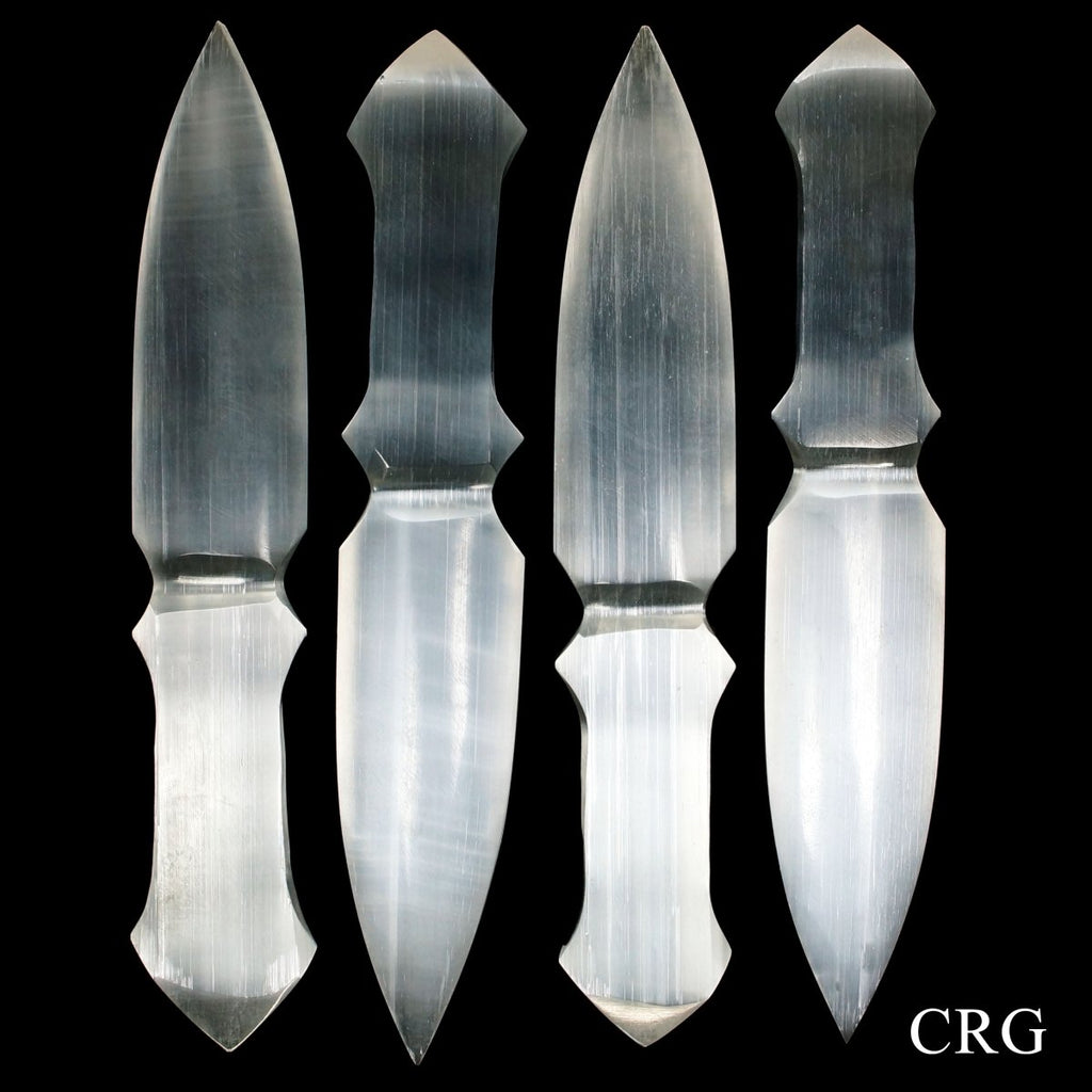 Selenite Knife Dagger with Smooth Hilt (1 Piece) Size 7.5 to 8.5 Inches Crystal Gemstone