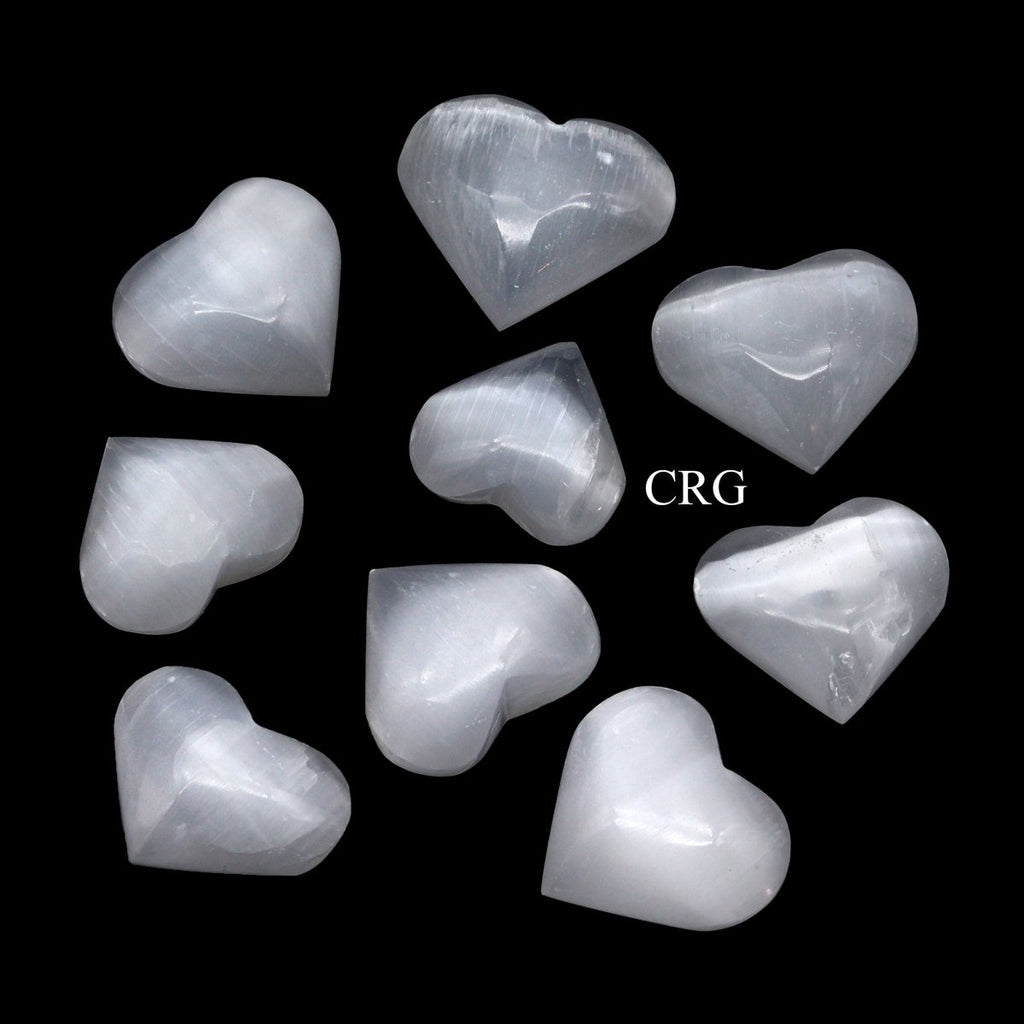 Selenite Pocket Hearts 20 to 40mm (8 Pieces)