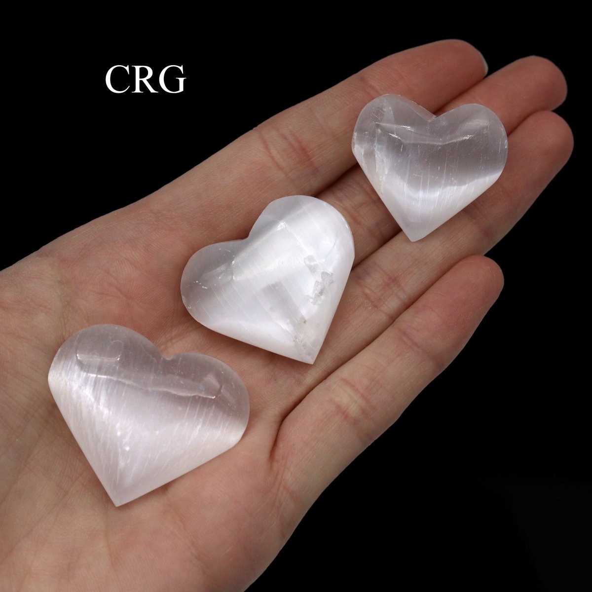Selenite Pocket Hearts 20 to 40mm (8 Pieces)