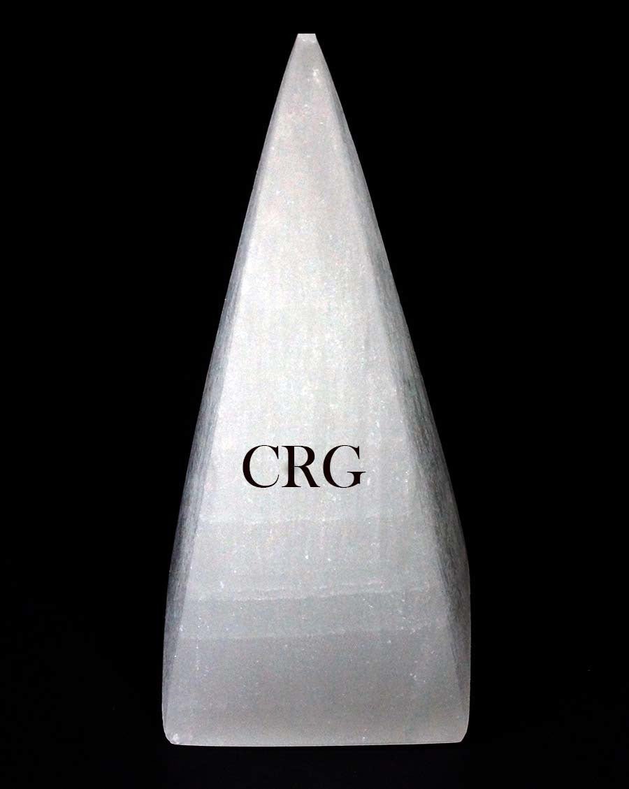 Selenite Pyramid (1 Piece) Size 7 Inches 4-Sided Standing Crystal Gemstone