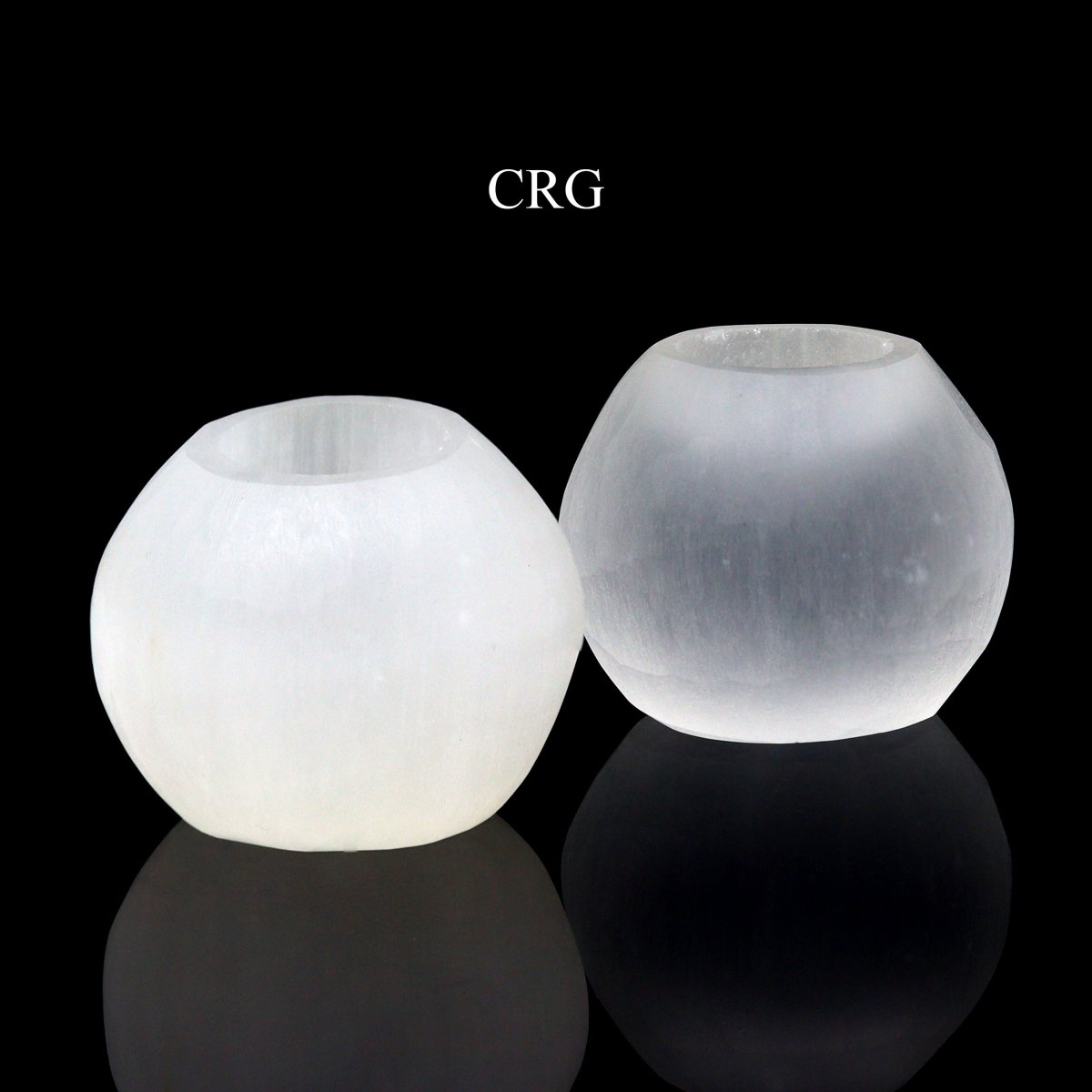 Selenite Round Tealight Candle Holder (1 Piece) Size 2.5 Inches Crystal Gemstone Decor