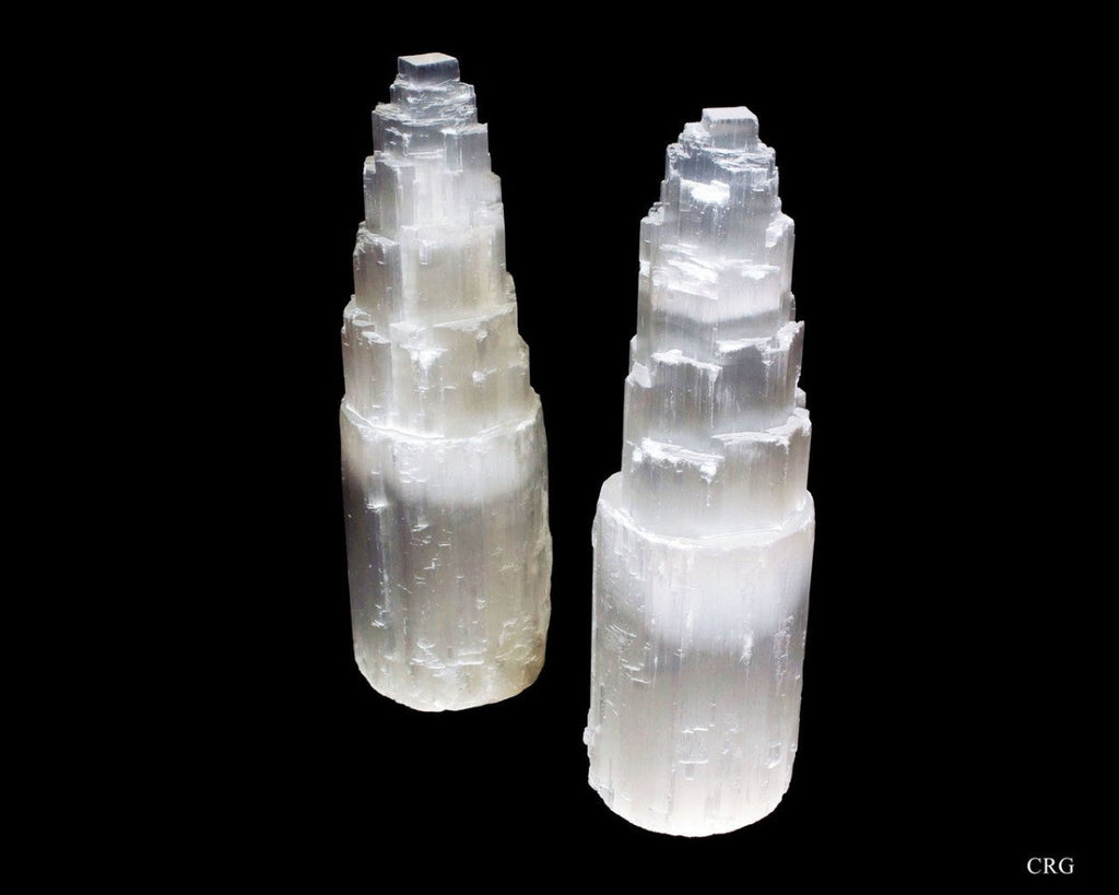 Selenite Skyscraper Tower Lamp with Bulb and Cord 7 to 9 inches (1 Piece)