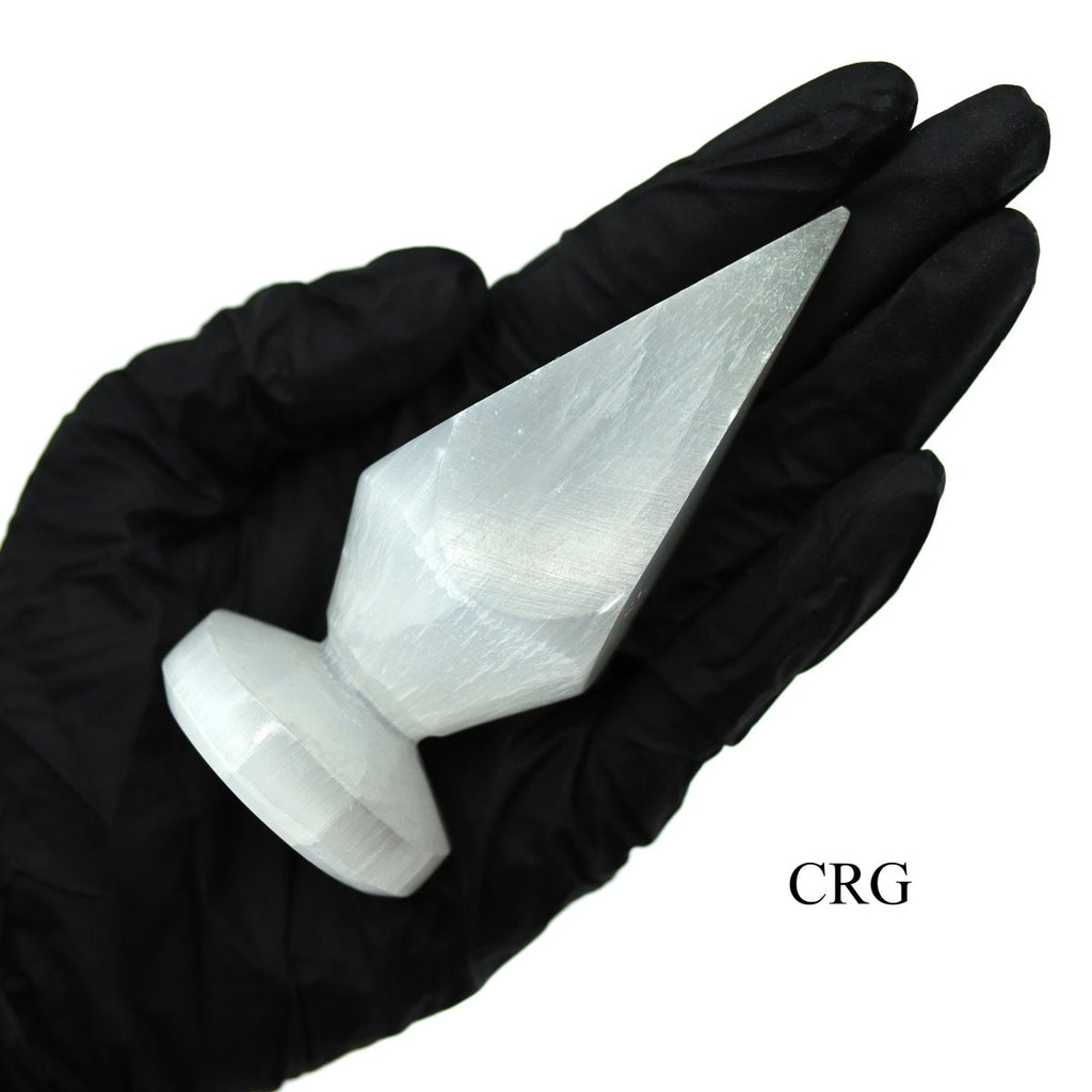 Selenite Small Points with Round Bases (4 Pieces) Size 3.5 to 4 Inches Hand Carved Polished Gemstone Decor