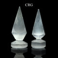 Selenite Small Points with Round Bases (4 Pieces) Size 3.5 to 4 Inches Hand Carved Polished Gemstone Decor