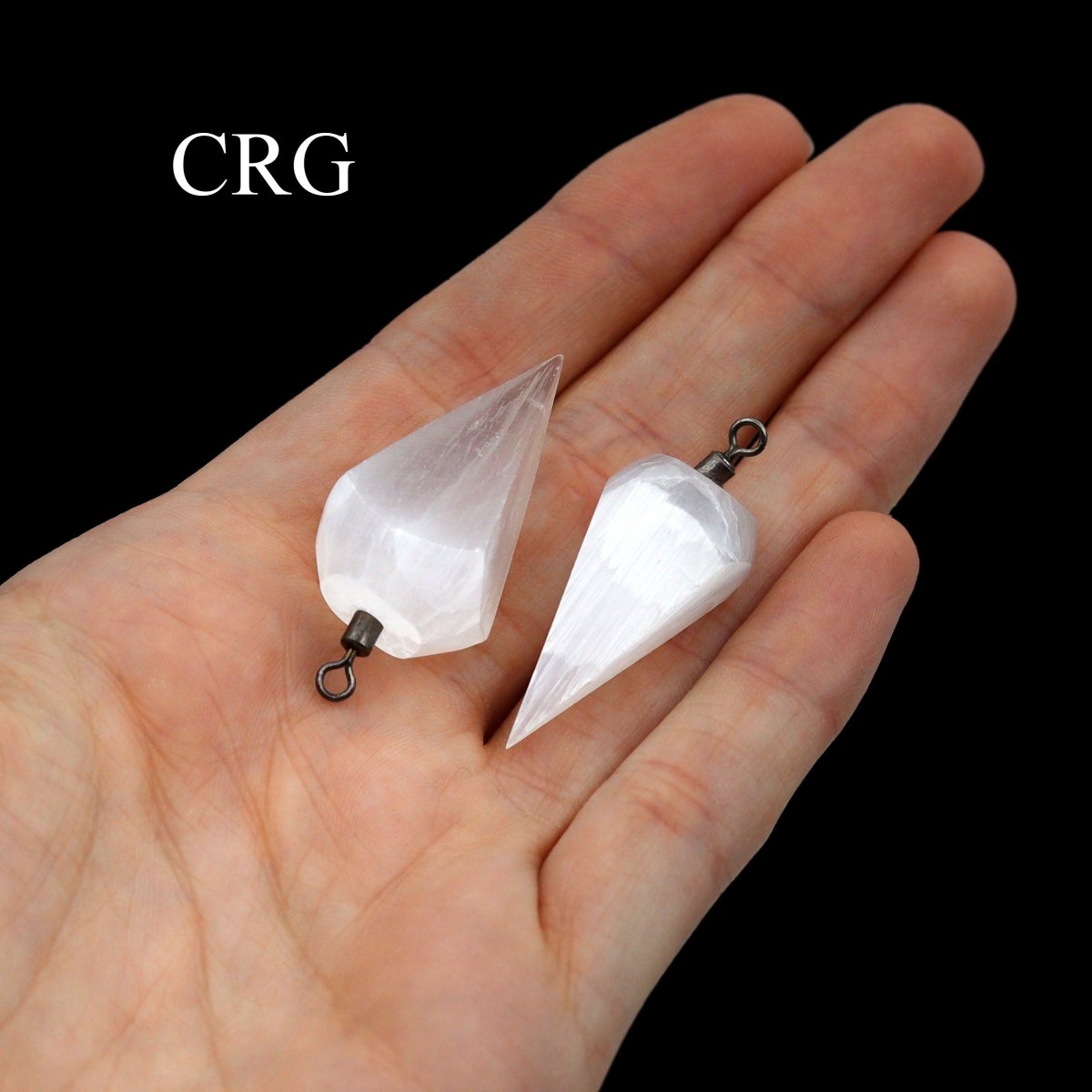 Selenite Pyramid Pendant with Silver Plated Bail (1 Inch) (1 Piece)