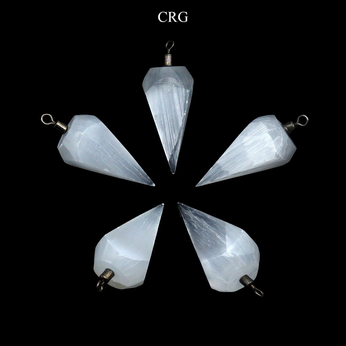 Selenite Pyramid Pendant with Silver Plated Bail (1 Inch) (1 Piece)