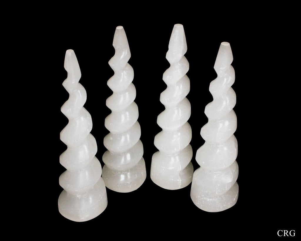 Selenite Spiral Tower 4 Inches (1 Piece)