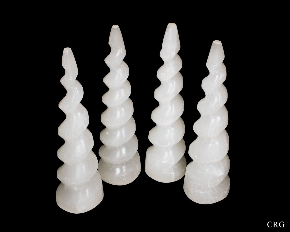 Selenite Spiral Tower 4 Inches (1 Piece)