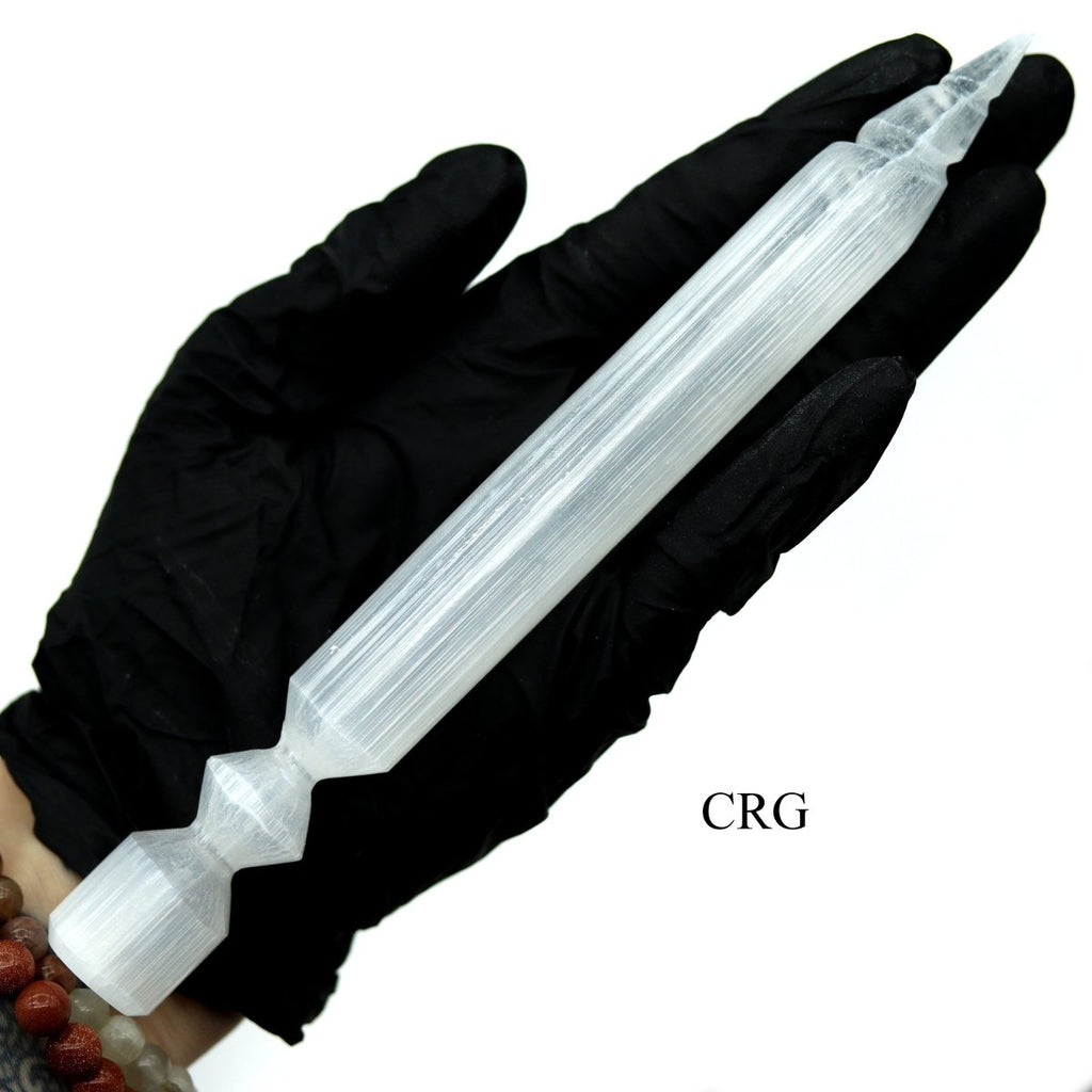 Selenite Thorn Wand with Cylinder Base (2 Pieces) Size 6.5 to 7.5 Inches